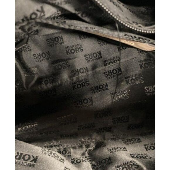 Michael Kors Black Patent Leather Satchel Bag With Gold Hardware & Tan Handles - Picture 4 of 4